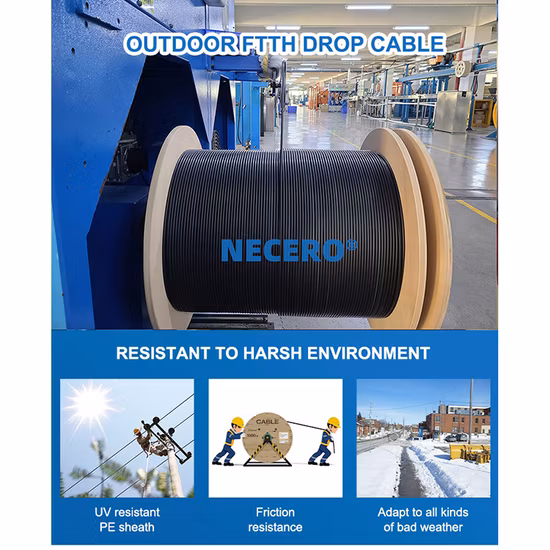 1/2/4/6/8/12cores Single/Mulit Mode FTTH Cabo plano de fibra óptica com certificado Anatel